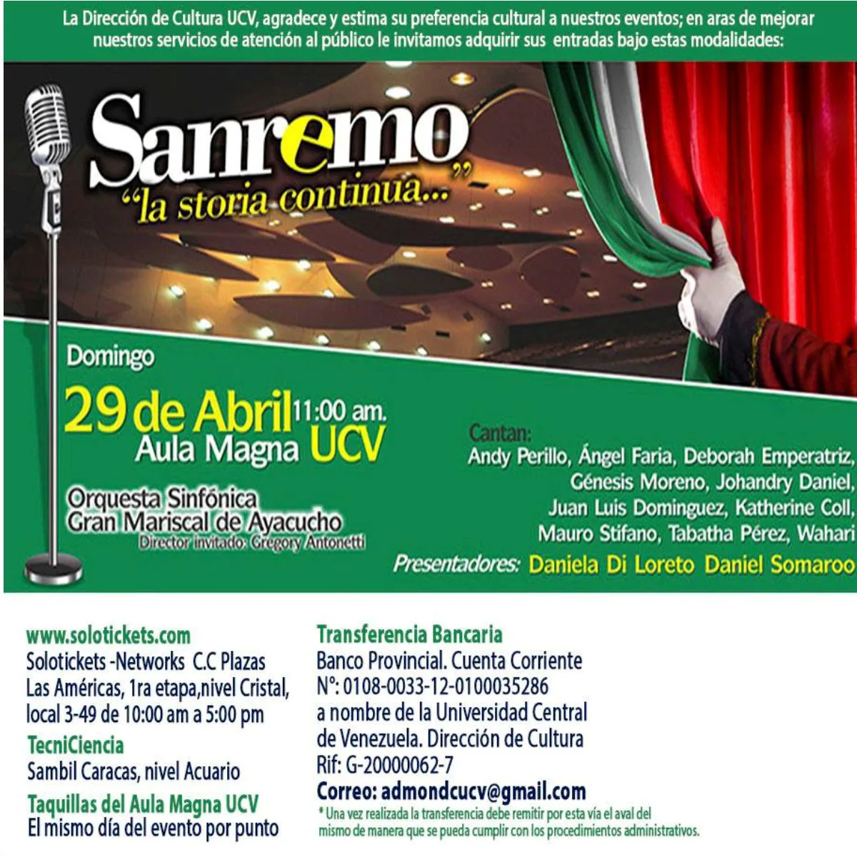 tenor venezolano espectaculo San Remo aula magna caracas